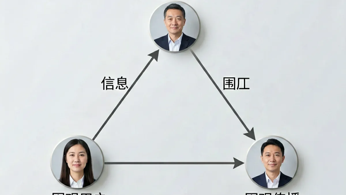 黑料内容生产者与消费者之间的关系结构图，展示爆料方、传播方、围观群体三角关系