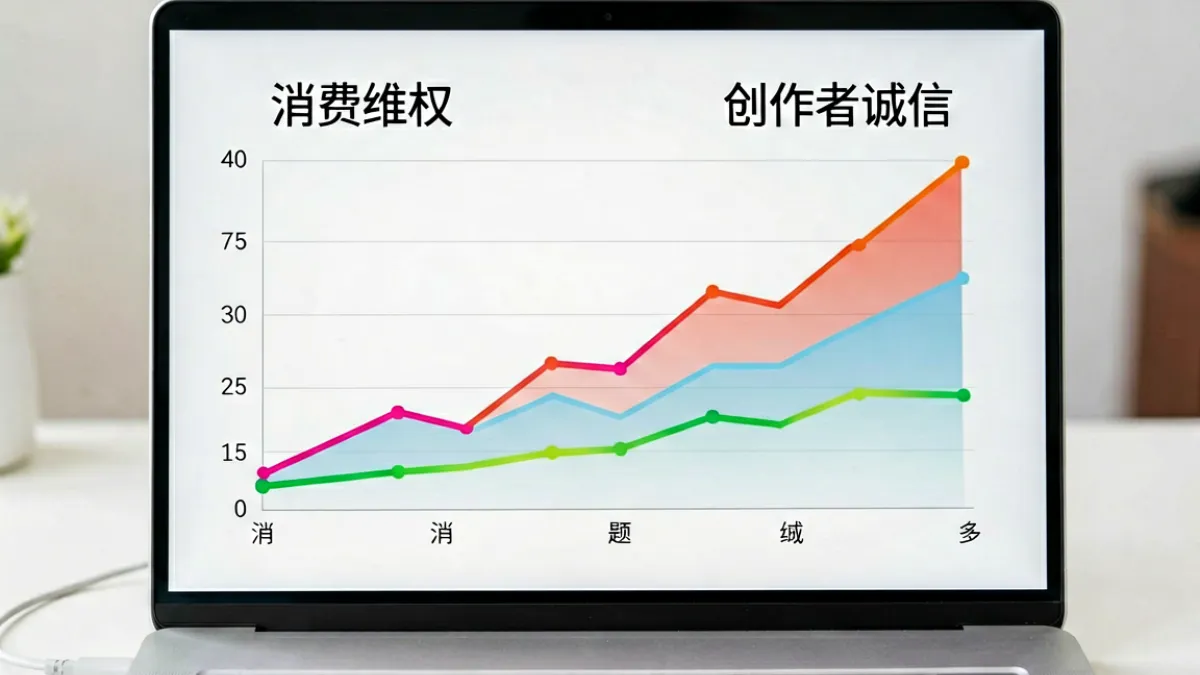 91黑料本周新进热门事件一览，屏幕上显示消费维权与创作者诚信两类话题的热度趋势折线图